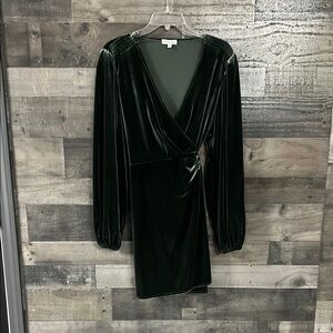 Women’s Velvet Wrap Dress in Rich Green
